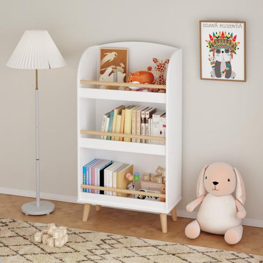 White 3-Tier Kids Bookshelf & Toy Storage Cabinet | Book Organizer for Children’s Room