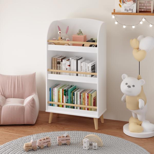 White 3-Tier Kids Bookshelf & Toy Storage Cabinet | Book Organizer for Children’s Room