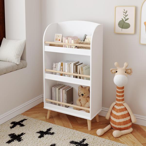 White 3-Tier Kids Bookshelf & Toy Storage Cabinet | Book Organizer for Children’s Room