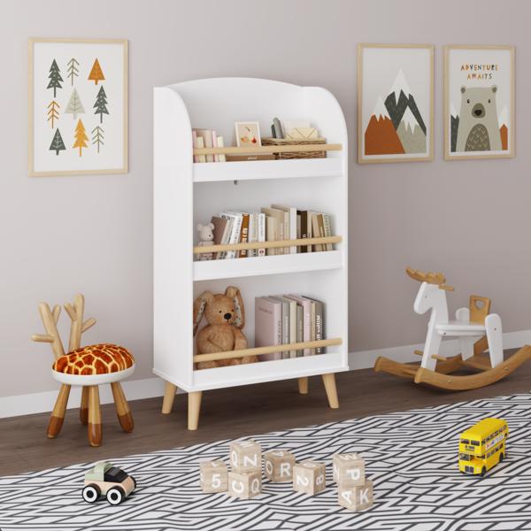 White 3-Tier Kids Bookshelf & Toy Storage Cabinet | Book Organizer for Children’s Room