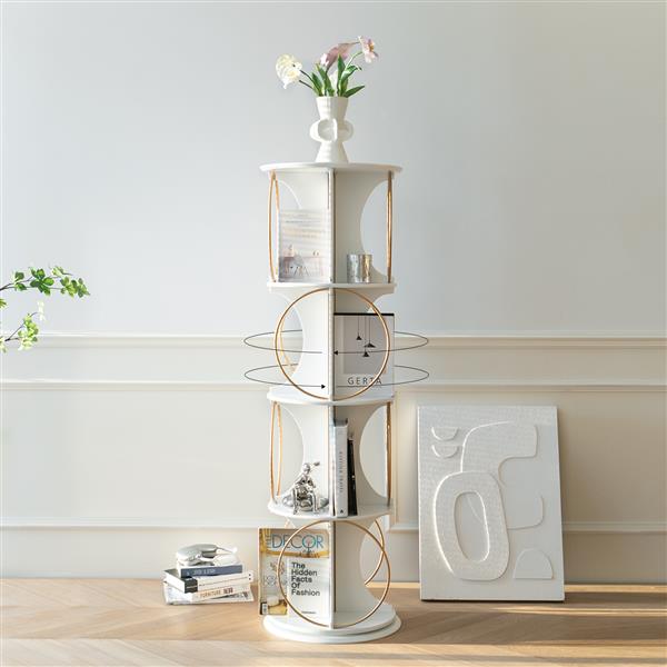 360 Rotating 4-Tier Display Shelf – Modern Floor Organizer for Living Room & Bedroom, Stable Book and Decor Storage