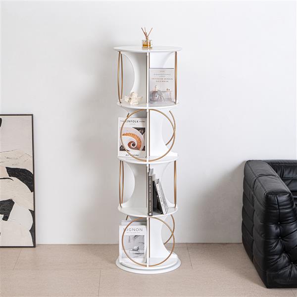 360 Rotating 4-Tier Display Shelf – Modern Floor Organizer for Living Room & Bedroom, Stable Book and Decor Storage